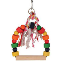 Bowed Bird Swing with Wood Coloured Blocks - 13x19cm