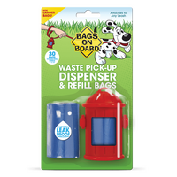 Bags On Board Waste Pick-Up Dispenser & Refill Bags - Pack 30 (Red Fire Hydrant)