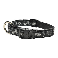 Rogz Beltz Fancy Dress Dog Collar - Black Bones - Medium Scooter (16mm x 26-40cm)