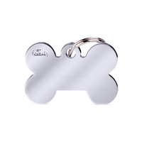 My Family Pet Tag Basic Bone - Chrome - Large (3.8cm x 2.5cm)