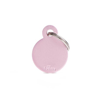 My Family Pet Tag Basic Circle - Pink - Small (2.8cm x 2.1cm)