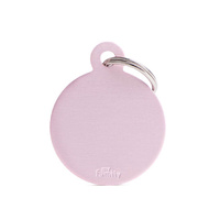 My Family Pet Tag Basic Circle - Pink - Large (3.9cm x 3.1cm)