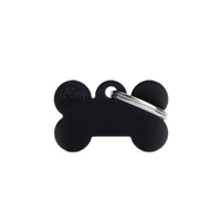 My Family Pet Tag Basic Bone - Black - Small (3cm x 1.8cm)
