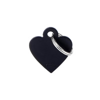 My Family Pet Tag Basic Heart - Black - Small (2.5cm x 2.7cm)