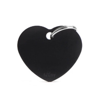 My Family Pet Tag Basic Heart - Black - Large