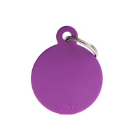 My Family Pet Tag Basic Circle - Purple - Large (3.9cm x 3.1cm)