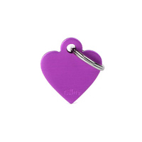 My Family Pet Tag Basic Heart - Purple - Small