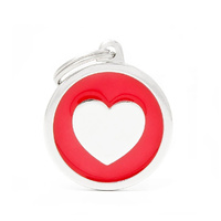 My Family Pet Tag Classic Heart - Red - Large (3.9cm x 3.1cm)