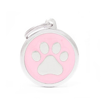 My Family Pet Tag Classic Paw - Pink - Large (3.9cm x 3.1cm)
