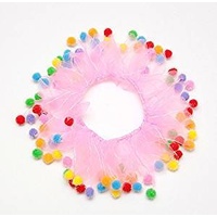 Party Collar Birthday Pink with Pom Poms - Large (35cm)