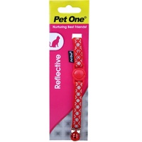 Pet One Nylon Reflective Snow Cat Collar - 15-22.5cm x 10mm - Red