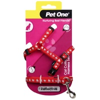 Pet One Reflective Cat Harness & Lead Set - Red