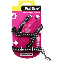 Pet One Reflective Cat Harness & Lead Set - Black