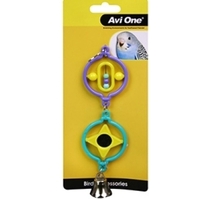 Avi One Bird Toy Twin Rings with Turning Beads Star Mirror Bell
