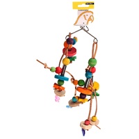 Avi One Parrot Toy Wooden Beads with Leather - 20x31cm