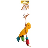 Avi One Wooden Bird with Leather Parrot Toy - 18cm x 22cm