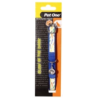 Pet One Nylon Glow In The Dark Cat Collar - 15-22.5cm x 12mm - Blue