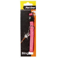 Pet One Breakaway Clip Bling Sparkle Cat Collar - 30cm x 10mm - Pink