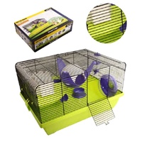 Pet One Critter Manor Mouse Wire Cage - 40.5L X 36W X 27cm H - Purple/Green