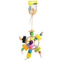 Avi One Bird Toy Paper Rings With Wooden And Plastic Beads - 27cm