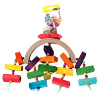 Avi One Bird Toy Paper Arc with Wooden Blocks & Beads - 25cm