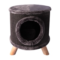 Pet One Cat Scratching Tree Hide with Feet - 36cm Diameter x 41cm H (Black)