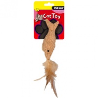 Pet One Cork Fish with Feathers Cat Toy - 14cm