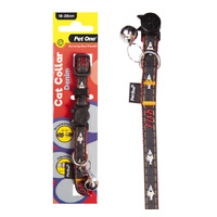 Pet One Nylon Cat Collar - Denim - Red (10mm x 18-28cm)