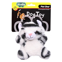 Pet One Plush Squeaky Dog Toy - White Tiger (15cm)