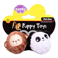 Pet One Plush Squeaky Dog Toy - Monkey & Panda (2 Pack)