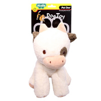 Pet One Plush Squeaky Dog Toy - Crinkle Cow (22cm)