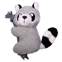 Pet One Plush Squeaky Dog Toy - Racoon with Rope (18cm)