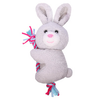 Pet One Plush Squeaky Dog Toy - Bunny with Rope (18cm)
