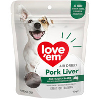 Love 'Em Air Dried Pork Liver Dog Treats - 200g