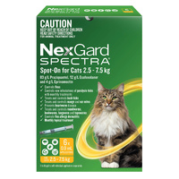 NexGard Spectra for Cats 2.5-7.5 kg - Yellow - 6 Pack