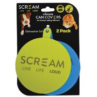 Scream Silicone Pet Food Can Cover - 2 Pack - Green & Blue