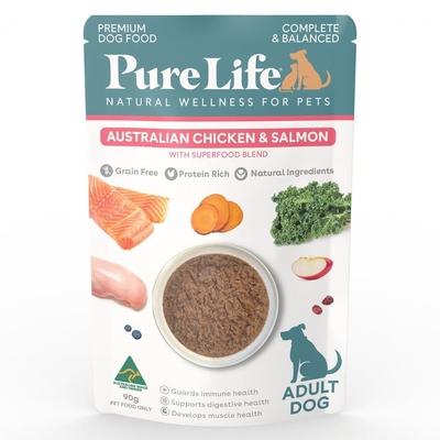 Pure Life Adult Dog Pouches - Chicken & Salmon - 90g