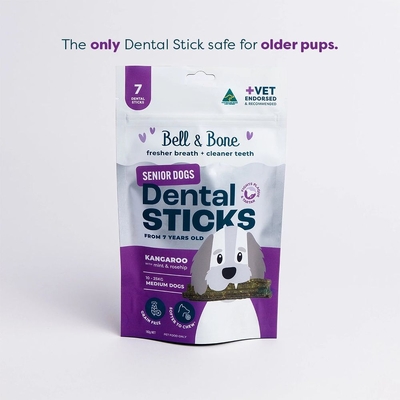 Bell & Bone Senior Dental Sticks - Kangaroo Mint & Rosehip - 182g (Medium Dogs 10-25kg)
