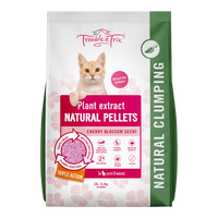 Trouble & Trix Natural Pellets Clumping Litter - Cherry Blossom Scent - 10L (4.3kg)