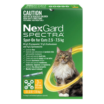 NexGard Spectra for Cats 2.5-7.5 kg - Yellow