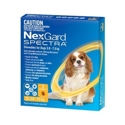 NexGard Spectra for Dogs 3.6-7.5 kg - Yellow