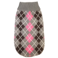 Pet One KomfyKnit Dog Jumper - Check - Pink/Grey