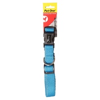 Pet One Reflective Adjustable Nylon Dog Collar - Aqua