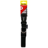 Pet One Reflective Adjustable Nylon Dog Collar - Black