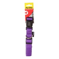 Pet One Reflective Adjustable Nylon Dog Collar - Purple