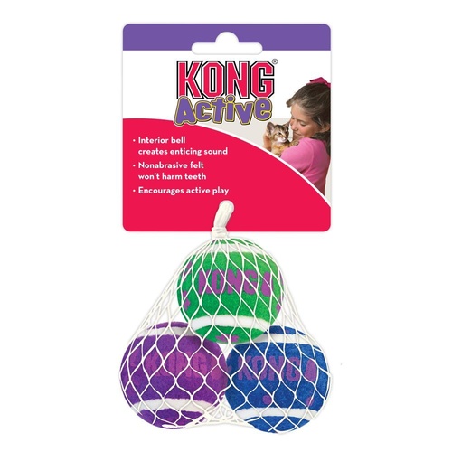 KONG Cat Active Tennis Balls with Bells - 3 Pack