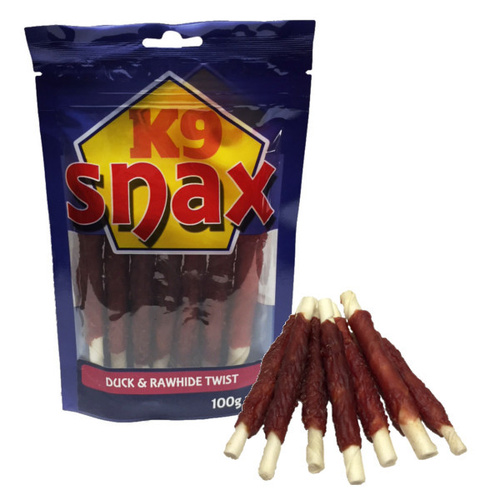K9 Snax Duck & Rawhide Twist Dog Treat - 100g (Best Before Date: 09/20)
