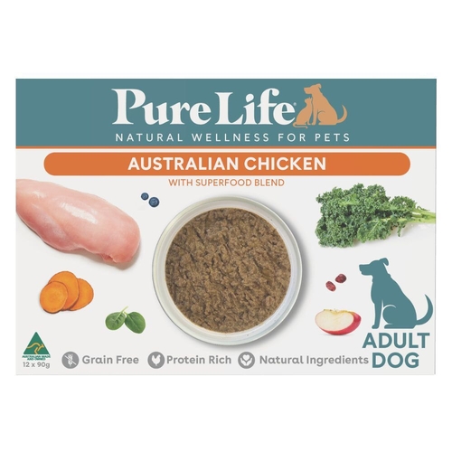 Pure Life Adult Dog Pouches - Chicken - Box (90g x 12)