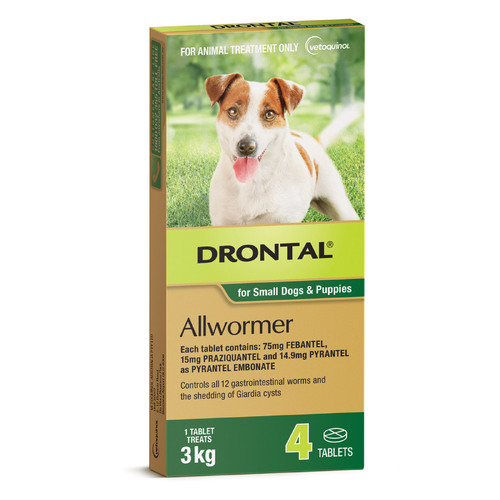 Drontal All Wormer for Puppies and Small Dogs up to 3kgs - 4 pack