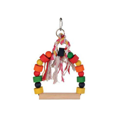 Bowed Bird Swing with Wood Coloured Blocks - 13x19cm